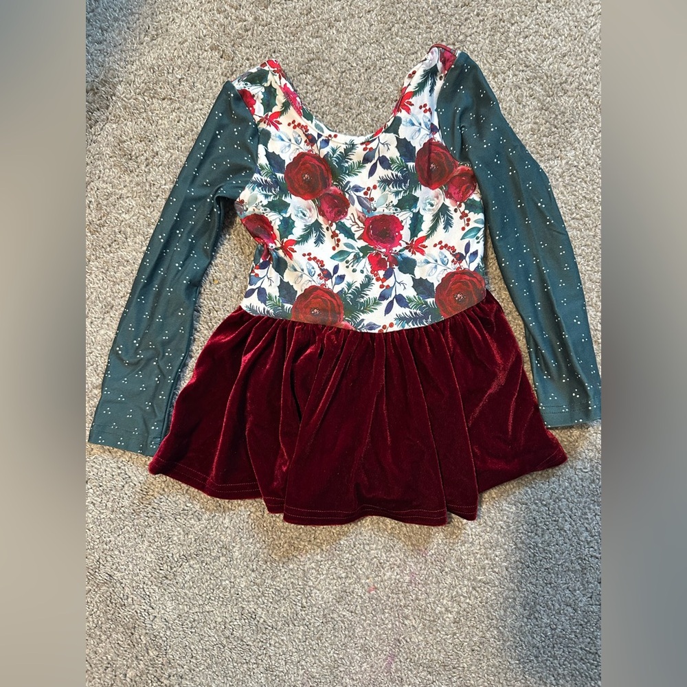 Cheeky Plum Floral Velvet Kids Dance Costume